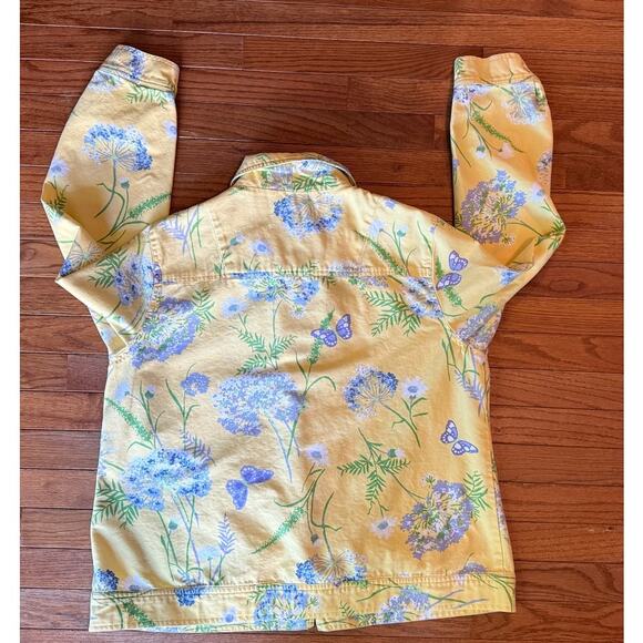 Appleseed Yellow Floral Vintage Womens Jacket XL Lavender Butterfly Cotton - Picture 2 of 9